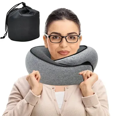Travel Neck Pillow Memory Foam U-shaped Pillow Snail Style Travel Neck Support Portable Adjustable Soft Noon Break