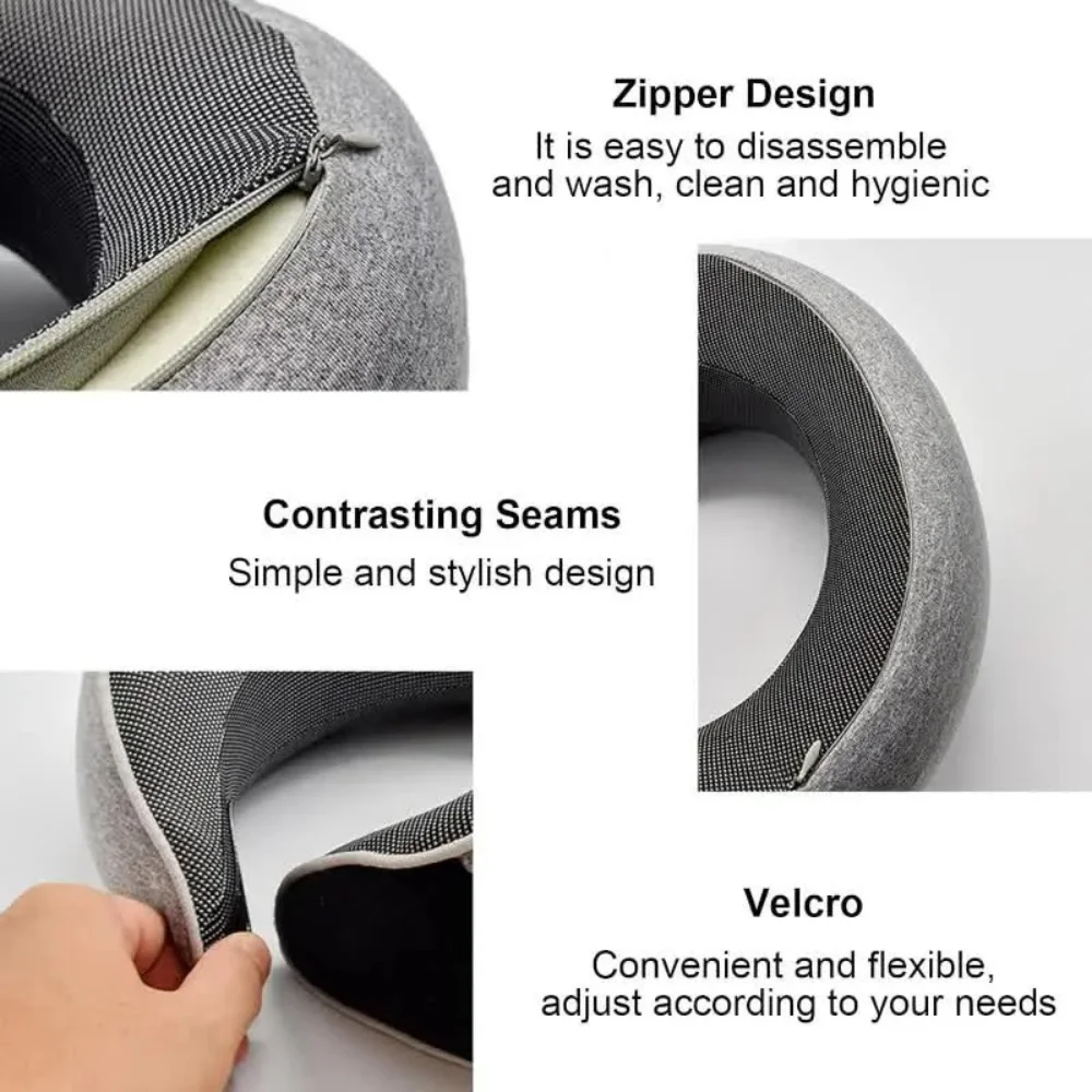 Travel Neck Pillow Memory Foam U-shaped Pillow Snail Style Travel Neck Support Portable Adjustable Soft Noon Break