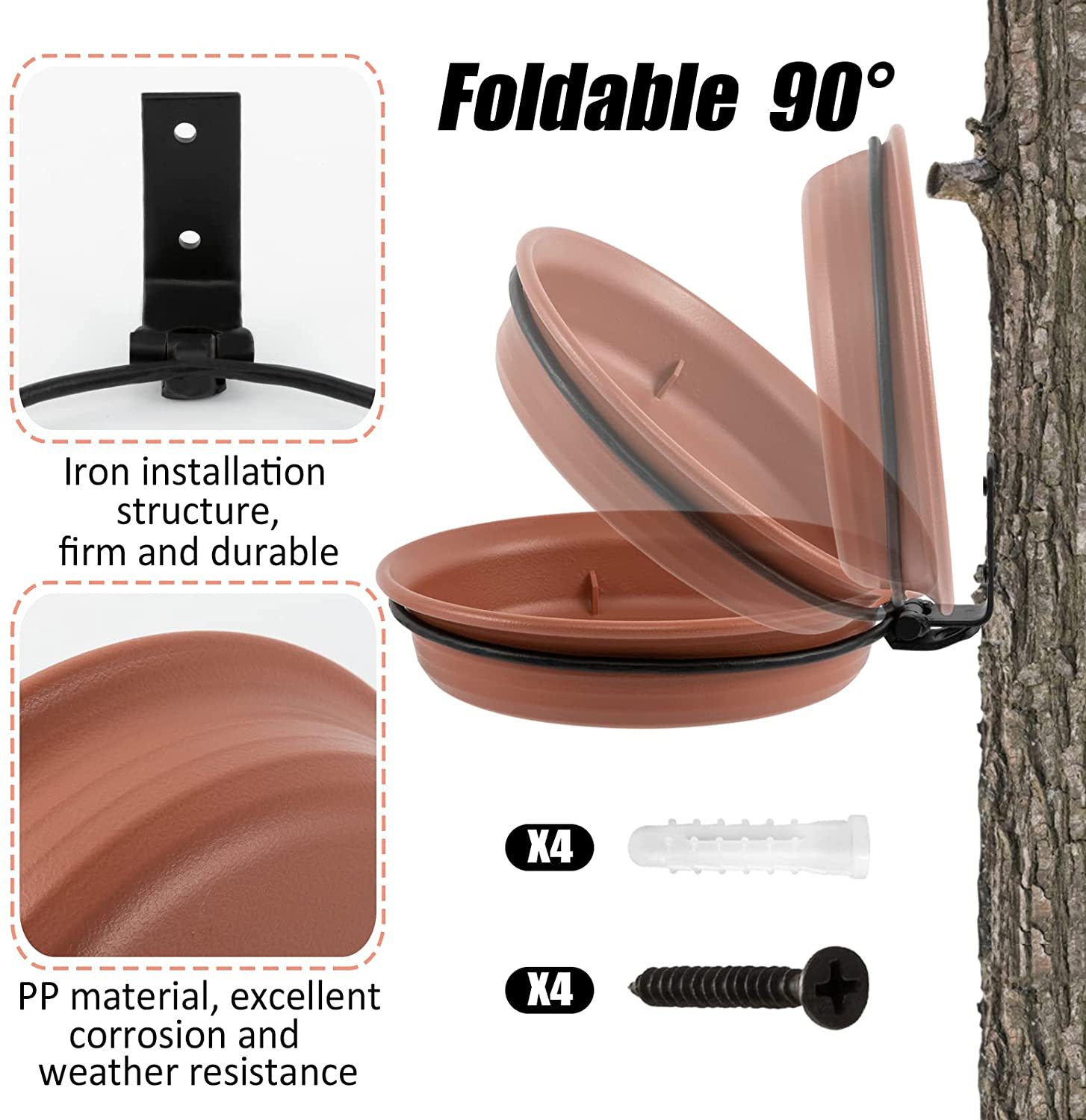 Tree Mounted Bird Feeder and Bird Bath (2 pcs)