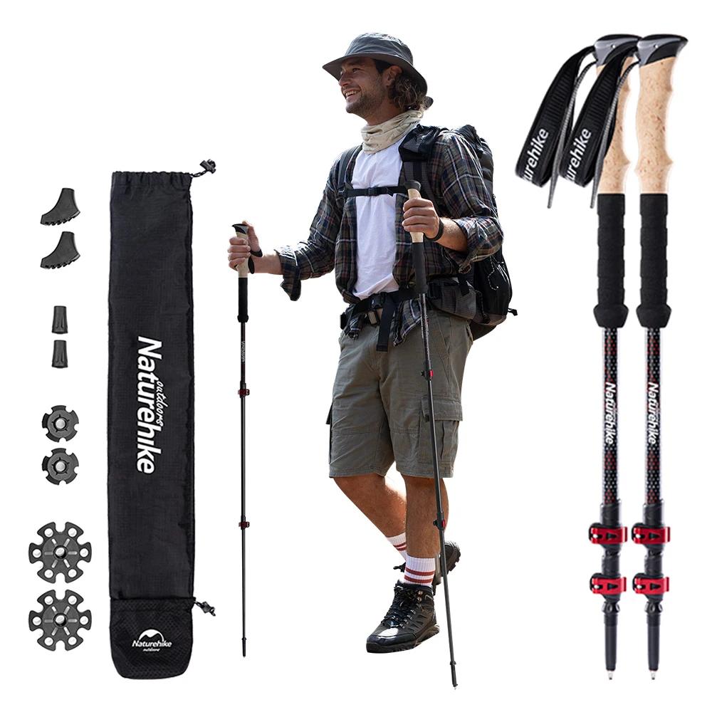 Trekking Poles 2pcs Carbon Fiber Collapsible Telescopic Sticks Lightweight Walking Hiking Stick Climbing Stick Trekking Poles 2pcs Carbon Fiber Collapsible Telescopic Sticks Lightweight Walking Hiking Stick Climbing Stick