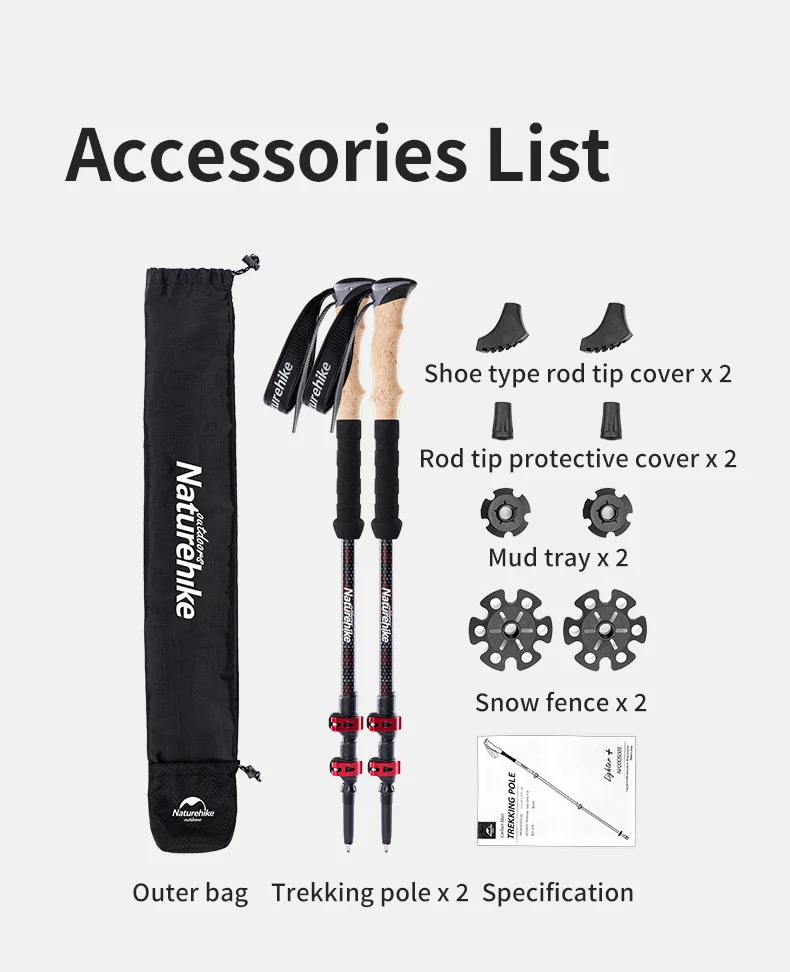Trekking Poles 2pcs Carbon Fiber Collapsible Telescopic Sticks Lightweight Walking Hiking Stick Climbing Stick