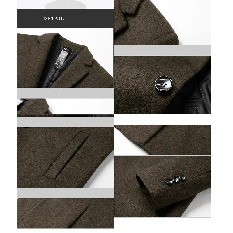 Trench Coat Men Autumn and Winter New Solid Color Long Woolen Coat for Men Business Casual Windbreaker Men Clothing Trench Coat Men Autumn and Winter New Solid Color Long Woolen Coat for Men Business Casual Windbreaker Men Clothing