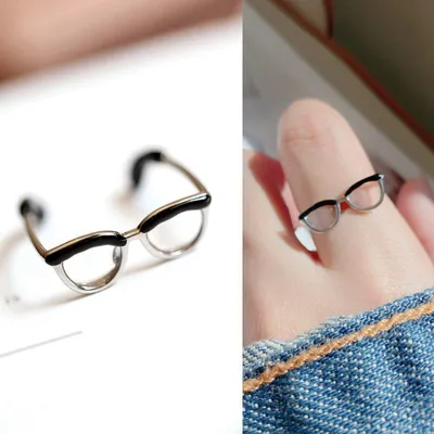 Trendy Cute Glasses Ring Multiple Minimalist Adjustable Ring Bohemian Finger Ring Jewelry Accessories for Woman Girls