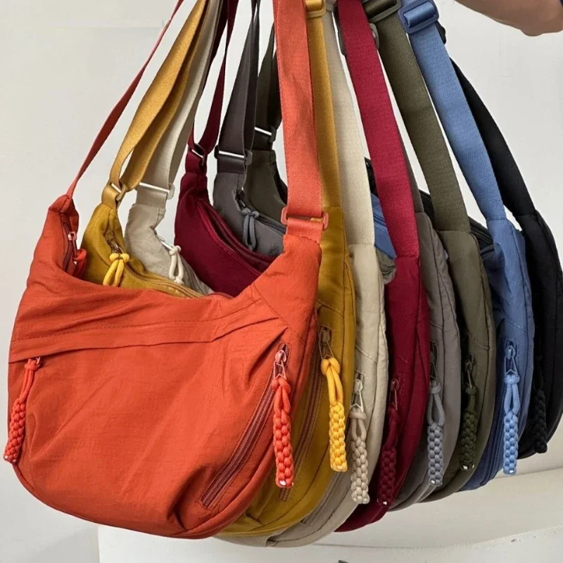 Trendy Women's Soft Cloth Shoulder Bag Solid Color Student Casual Style Big Handbags Crossbody Bags for Women Shoulder