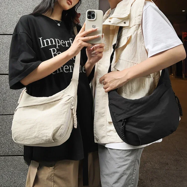 Trendy Women's Soft Cloth Shoulder Bag Solid Color Student Casual Style Big Handbags Crossbody Bags for Women Shoulder Trendy Women's Soft Cloth Shoulder Bag Solid Color Student Casual Style Big Handbags Crossbody Bags for Women Shoulder