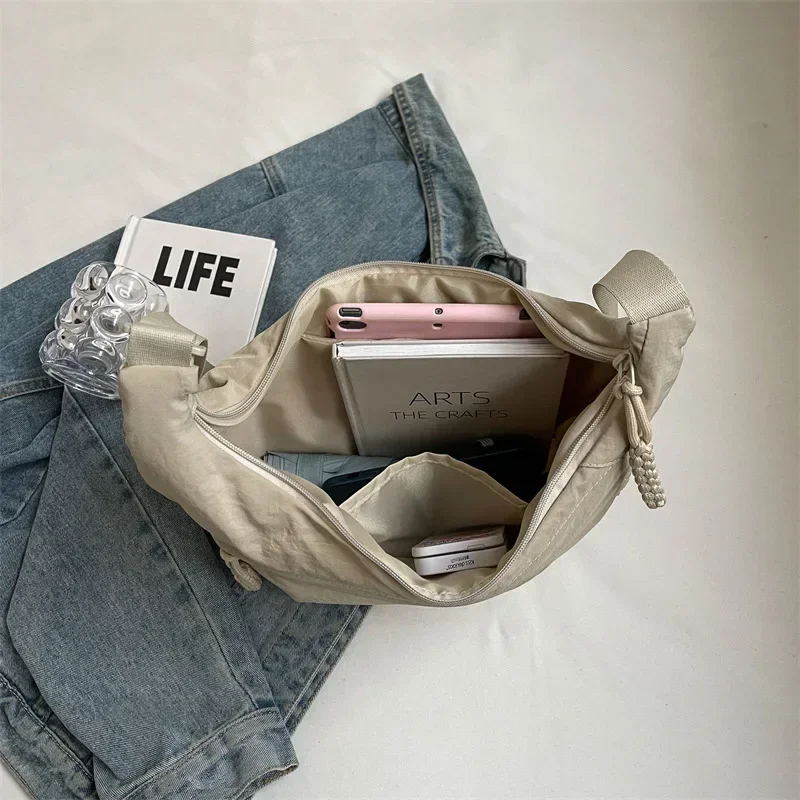 Trendy Women's Soft Cloth Shoulder Bag Solid Color Student Casual Style Big Handbags Crossbody Bags for Women Shoulder Trendy Women's Soft Cloth Shoulder Bag Solid Color Student Casual Style Big Handbags Crossbody Bags for Women Shoulder