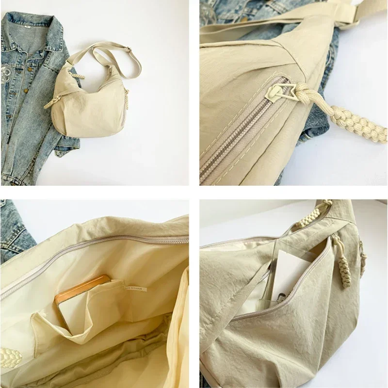 Trendy Women's Soft Cloth Shoulder Bag Solid Color Student Casual Style Big Handbags Crossbody Bags for Women Shoulder Trendy Women's Soft Cloth Shoulder Bag Solid Color Student Casual Style Big Handbags Crossbody Bags for Women Shoulder