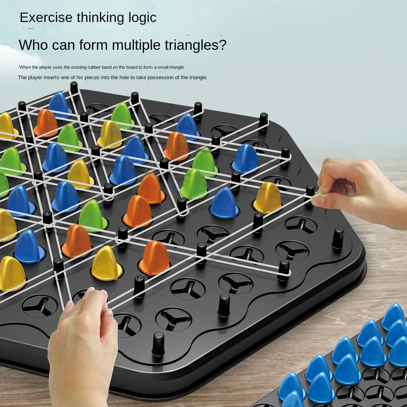 Triangle Chain Rubber Band Chess Desktop Puzzle Game, Family Parent-child Interaction Game, Exercise Logic Puzzle Baby Triangle Chain Rubber Band Chess Desktop Puzzle Game, Family Parent-child Interaction Game, Exercise Logic Puzzle Baby