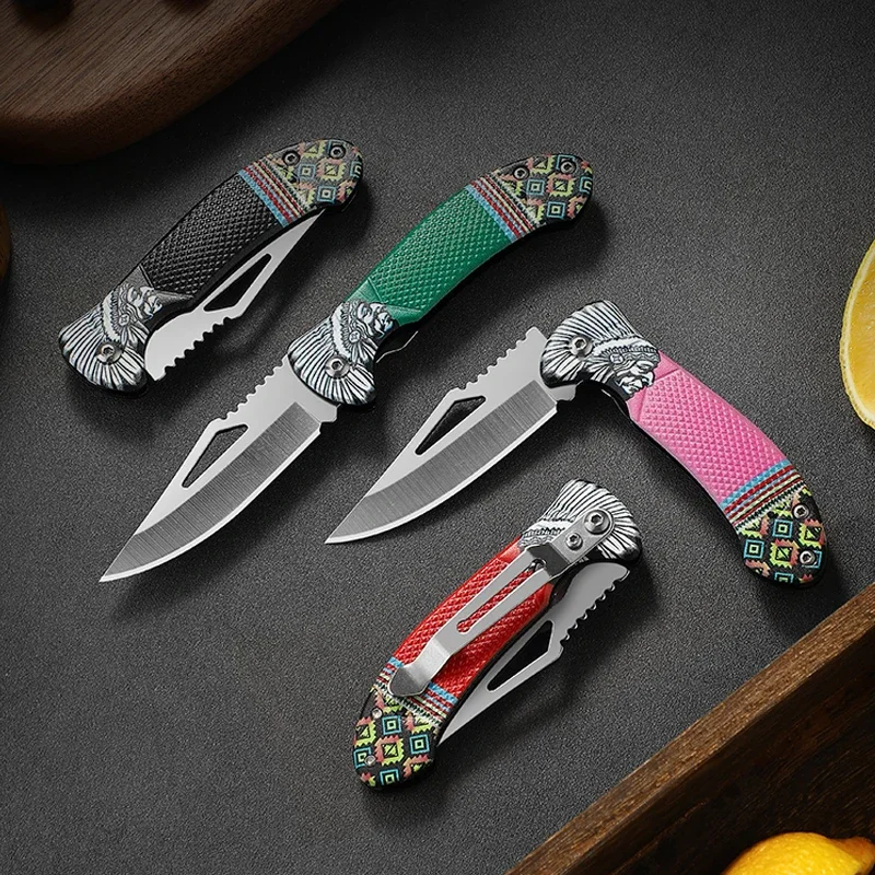 Tribe Stainless Steel Outdoor Knife Camping Self-defense Knife High Hardness Multifunctional Folding Knife