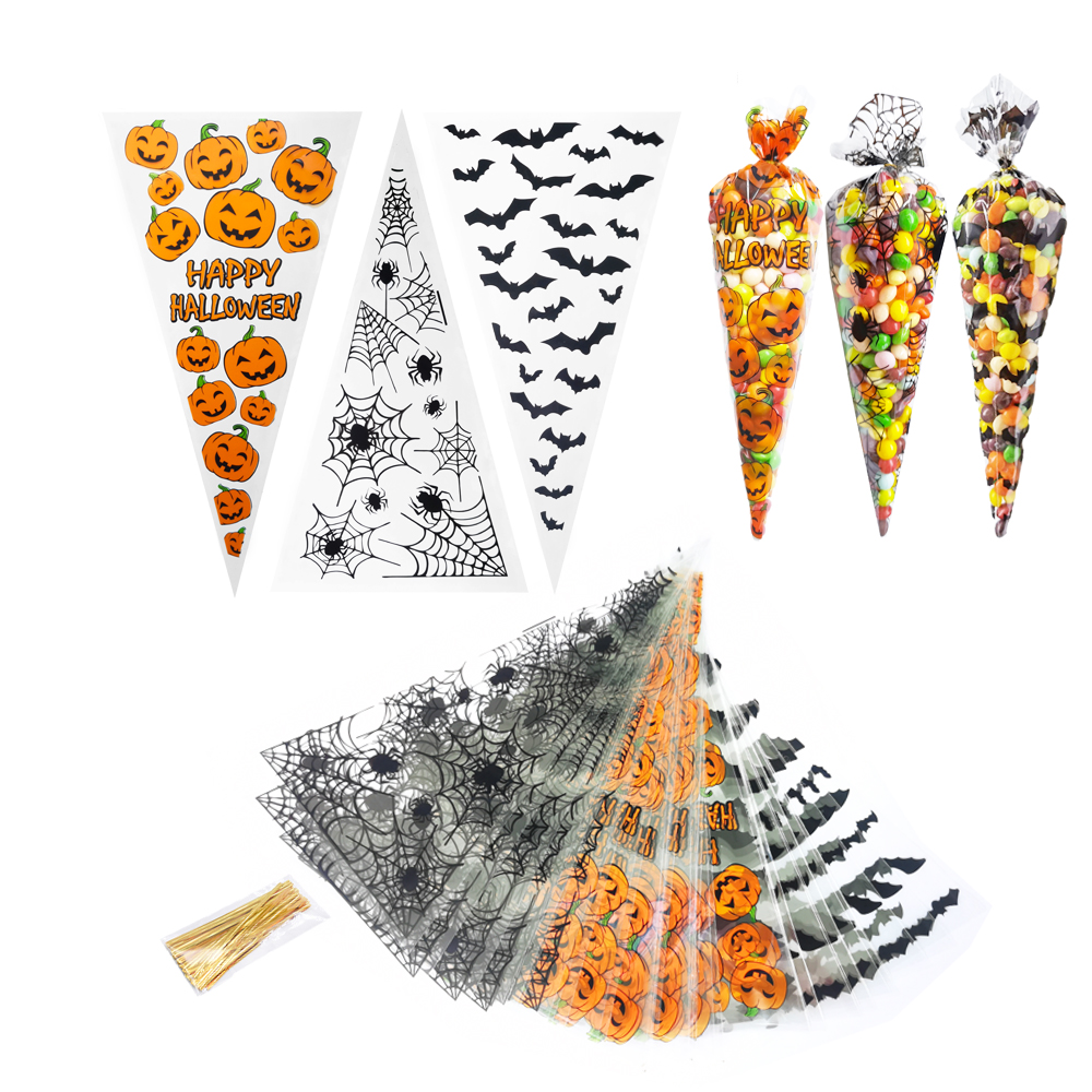 Trick or Treat Cellophane Halloween Treat Bags (50 pcs)