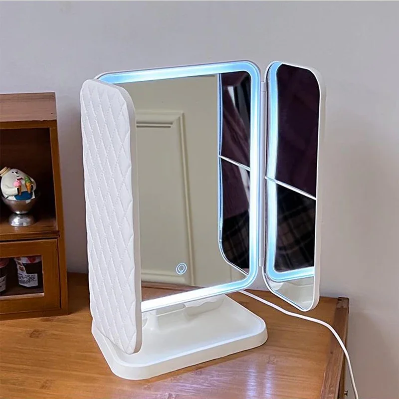 Trifold Makeup Mirror LED Lights Dorm Dressing Mirror Beauty Light up your fill light with Smart Complementary Makeup
