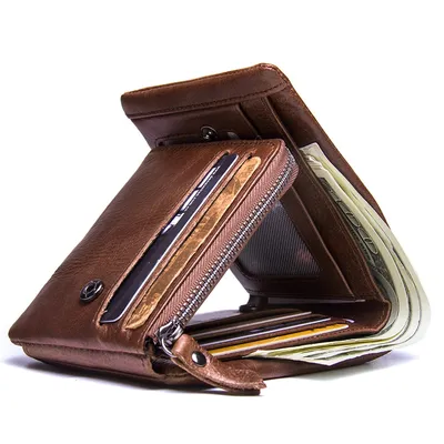Trifold Wallet Men Leather Purse Trifold Wallet Men Leather Purse