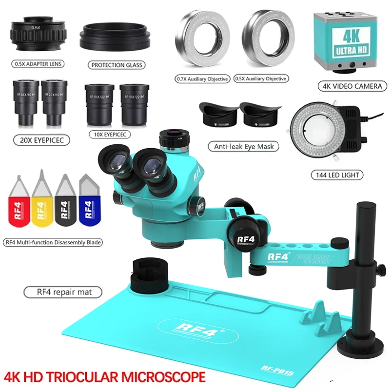 Trinocular Stereo Microscope Set 360° Rotation Articulating Arm Stands Phone Soldering PCB Repair Trinocular Stereo Microscope Set 360° Rotation Articulating Arm Stands Phone Soldering PCB Repair