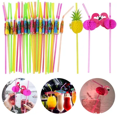 Tropical Theme Cocktail Umbrella Straws (100 pcs)