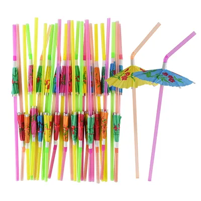Tropical Theme Cocktail Umbrella Straws (100 pcs)
