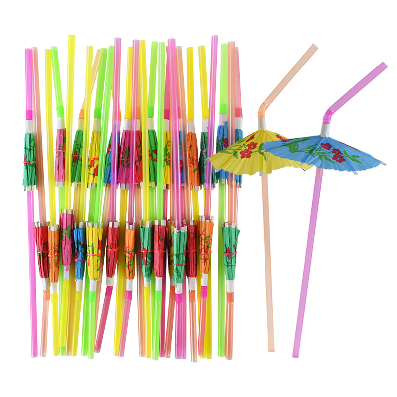 Tropical Theme Cocktail Umbrella Straws (100 pcs)