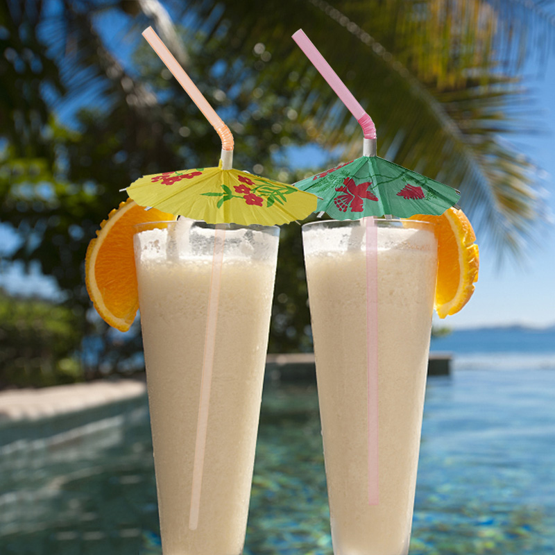 Tropical Theme Cocktail Umbrella Straws (100 pcs)
