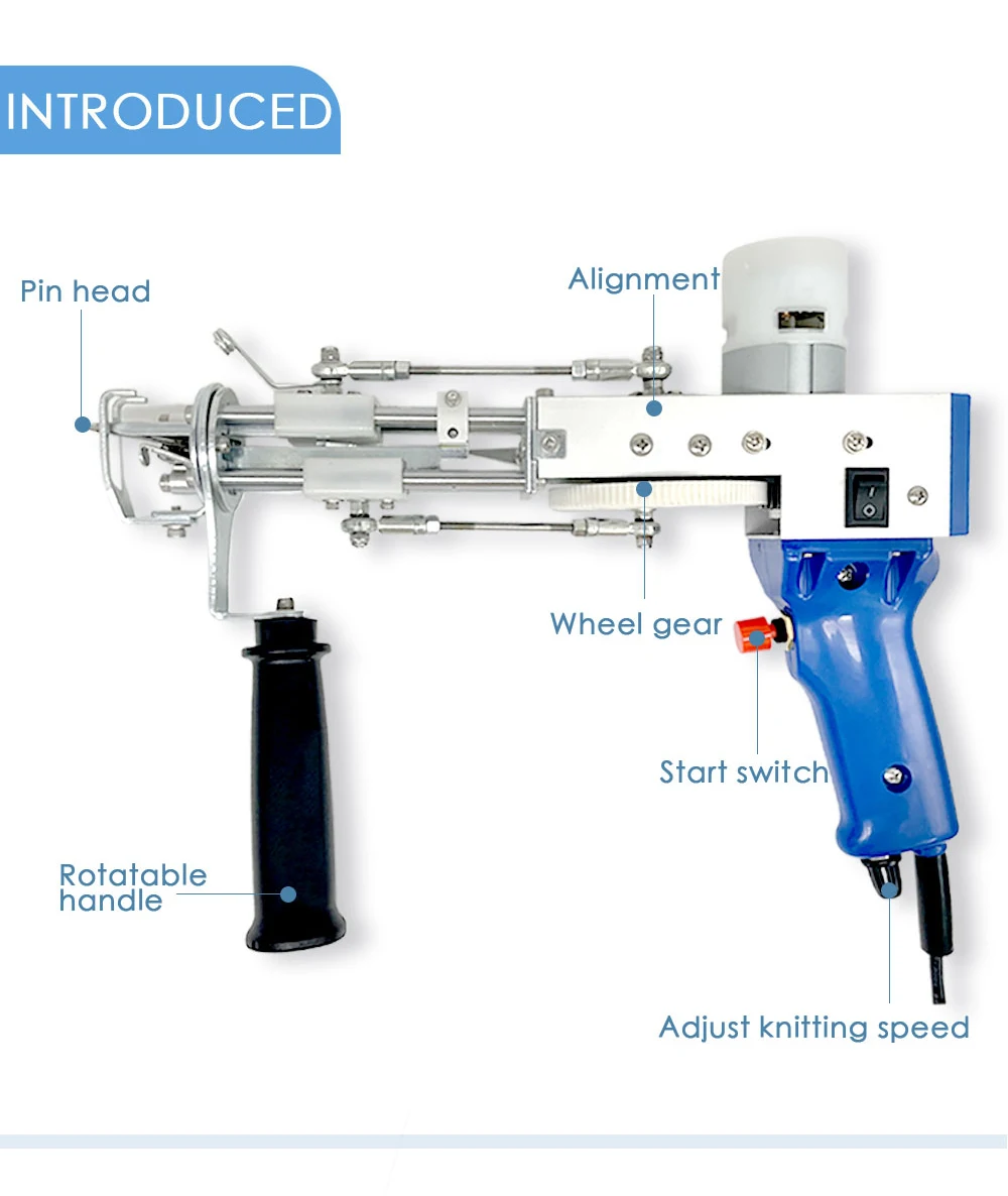 Tufting Gun 2 in 1 Set Electric Carpet Tufting Gun Electric Carpet tapis Knitting Tufting Pistol Weaving Flocking Rug