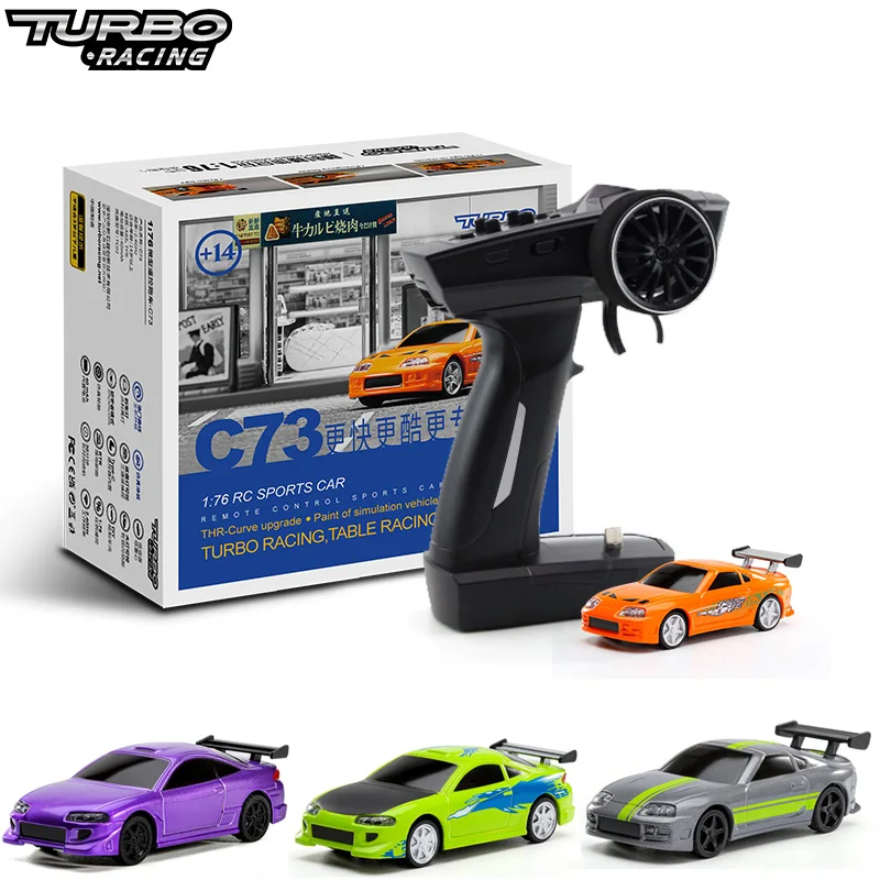 Turbo Racing 1:76 C64 C73 C72 C74 Mini Drift RC Car With Gyro Radio Full Proportional Remote Control Toys RTR Kit For