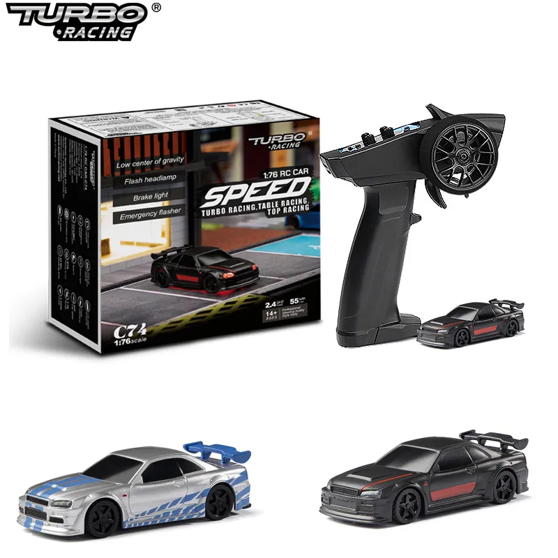 Turbo Racing 1:76 C64 C73 C72 C74 Mini Drift RC Car With Gyro Radio Full Proportional Remote Control Toys RTR Kit For