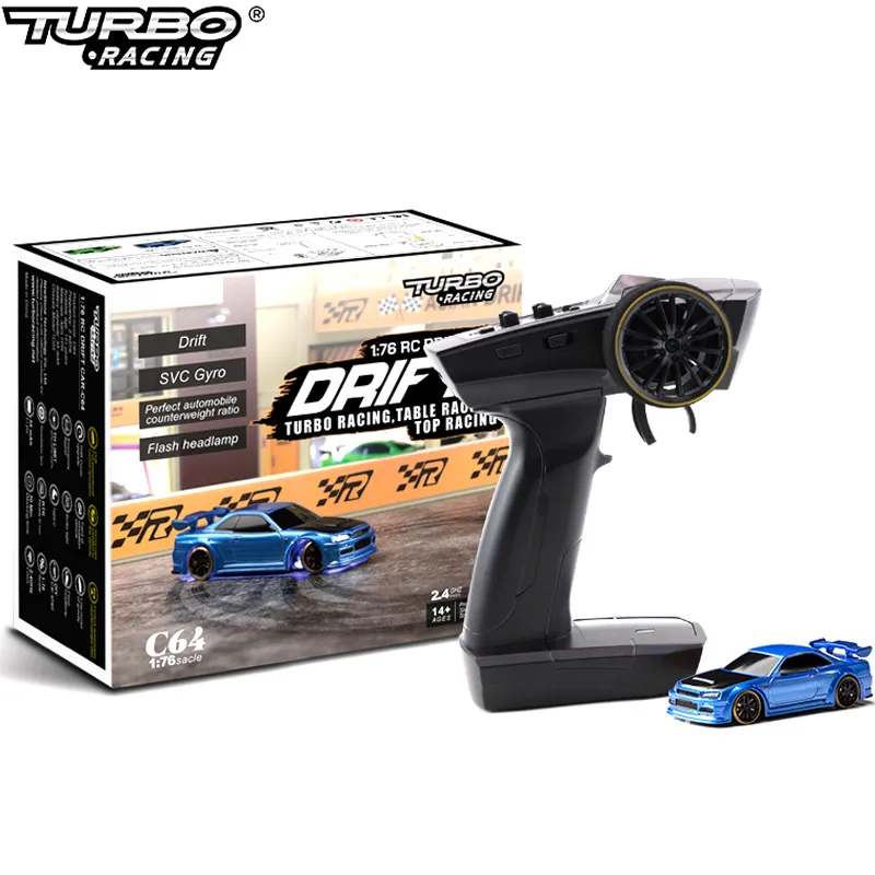Turbo Racing 1:76 C64 C73 C72 C74 Mini Drift RC Car With Gyro Radio Full Proportional Remote Control Toys RTR Kit For