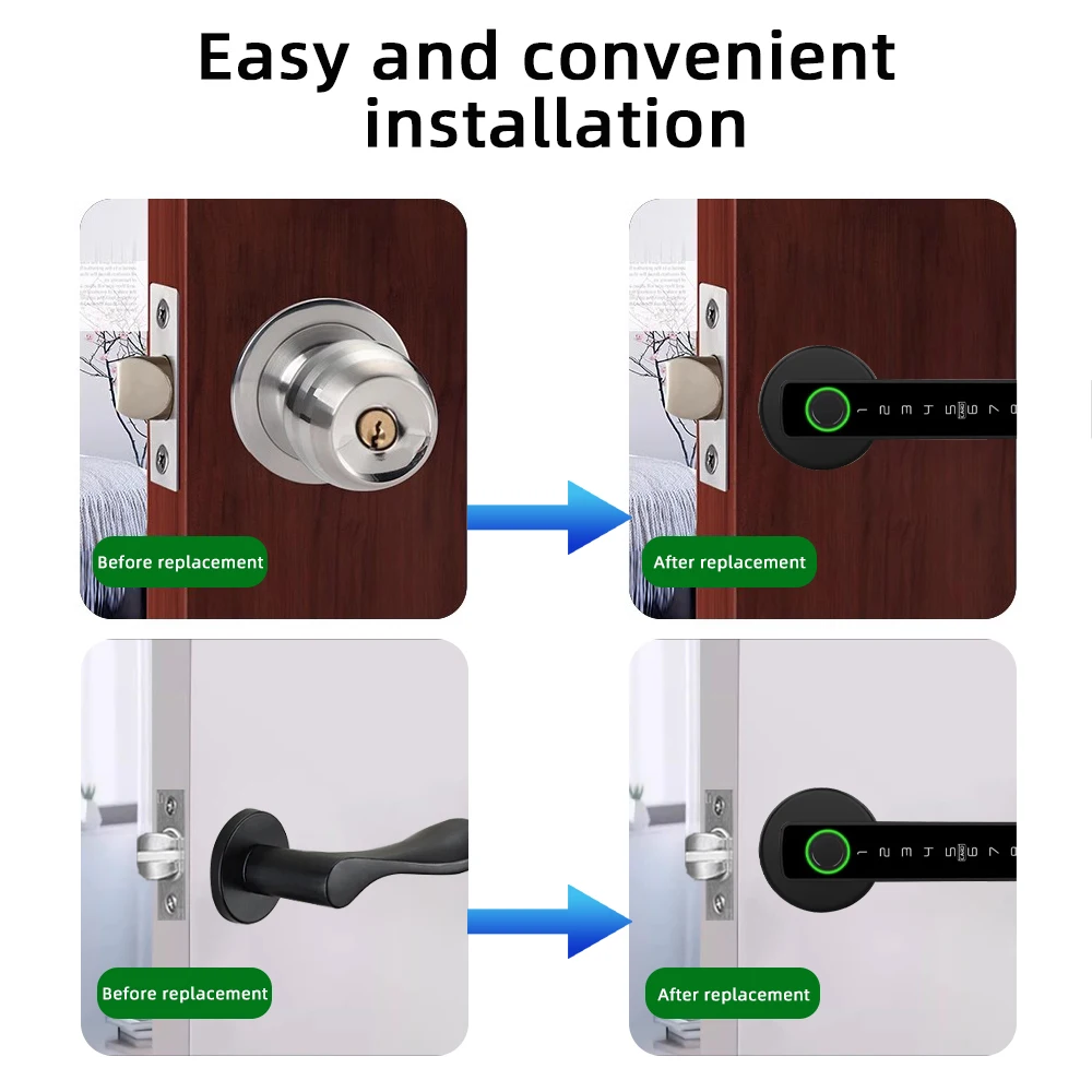 Tuya BLE Fingerprint Door Lock Digital Electronic Lock with Password/Key/IC Card/ Smartlife/ Tuya APP Unlock Tuya BLE Fingerprint Door Lock Digital Electronic Lock with Password/Key/IC Card/ Smartlife/ Tuya APP Unlock