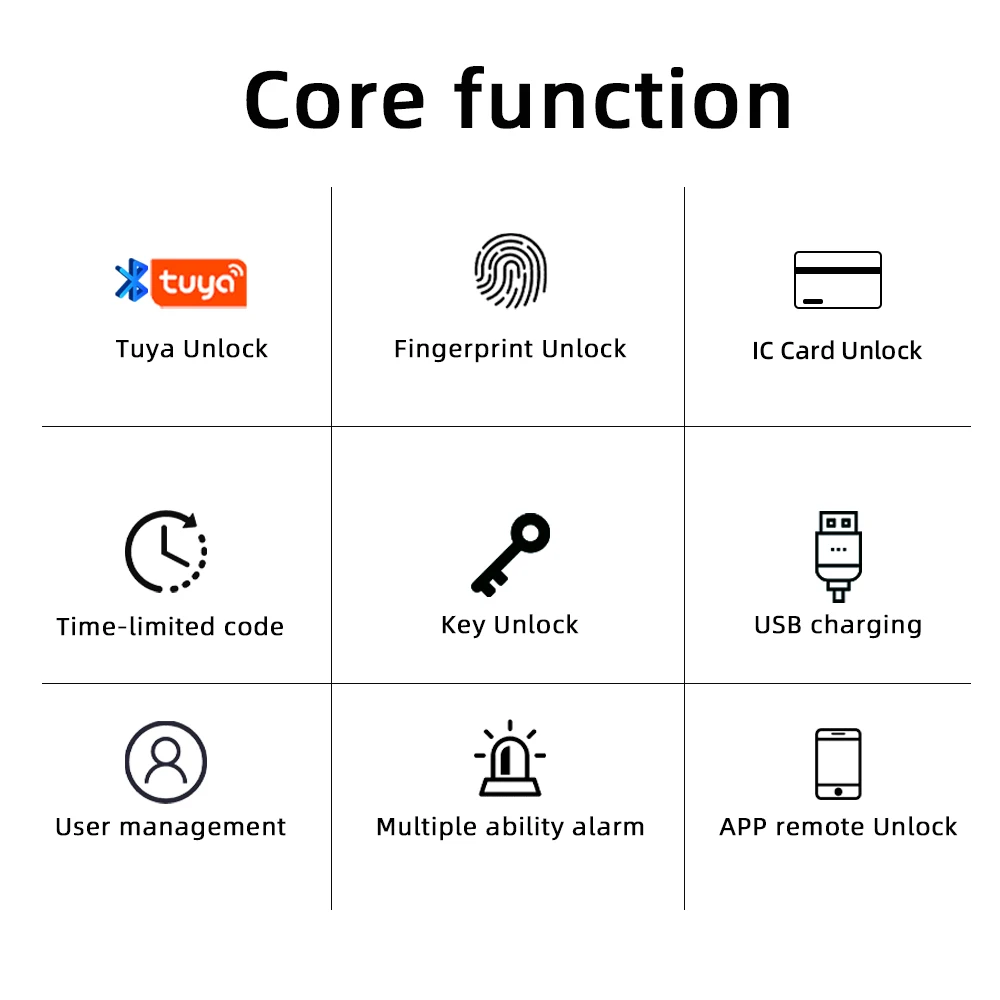 Tuya BLE Fingerprint Door Lock Digital Electronic Lock with Password/Key/IC Card/ Smartlife/ Tuya APP Unlock Tuya BLE Fingerprint Door Lock Digital Electronic Lock with Password/Key/IC Card/ Smartlife/ Tuya APP Unlock