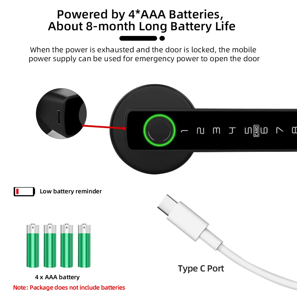 Tuya BLE Fingerprint Door Lock Digital Electronic Lock with Password/Key/IC Card/ Smartlife/ Tuya APP Unlock Tuya BLE Fingerprint Door Lock Digital Electronic Lock with Password/Key/IC Card/ Smartlife/ Tuya APP Unlock