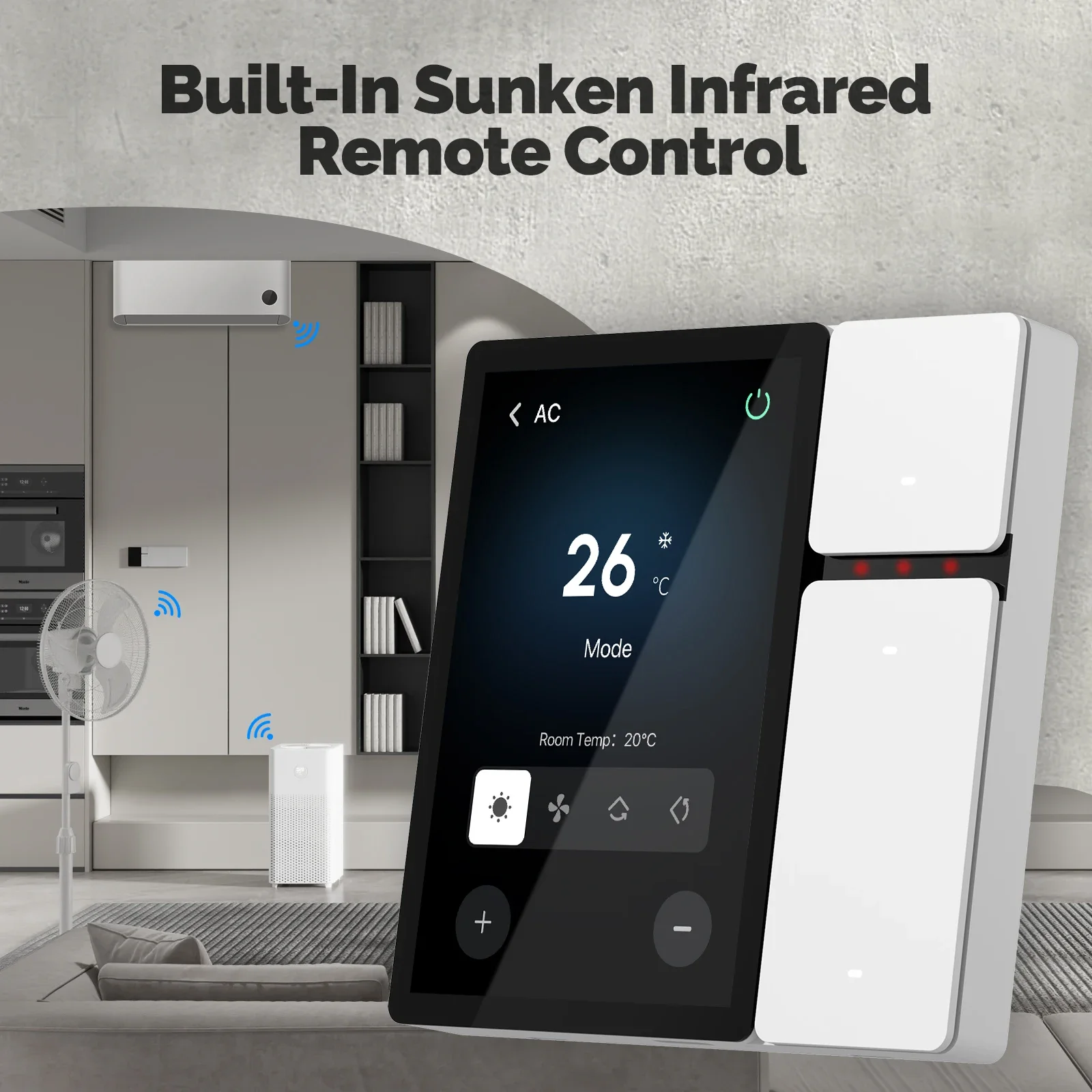 Tuya WiFi Smart Control Panel 3.5″ Touch Screen, 3 Relays & Buttons, IR Remote, Bluetooth Sigmesh Hub, Home Automation