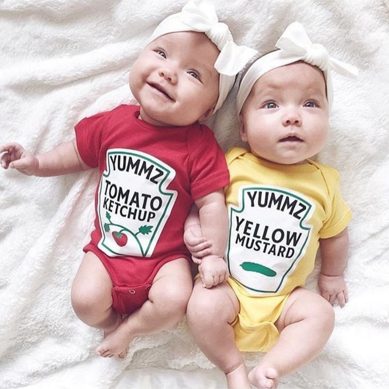 Twin Onesies Mustard and Ketchup Costume Twin Onesies Mustard and Ketchup Costume