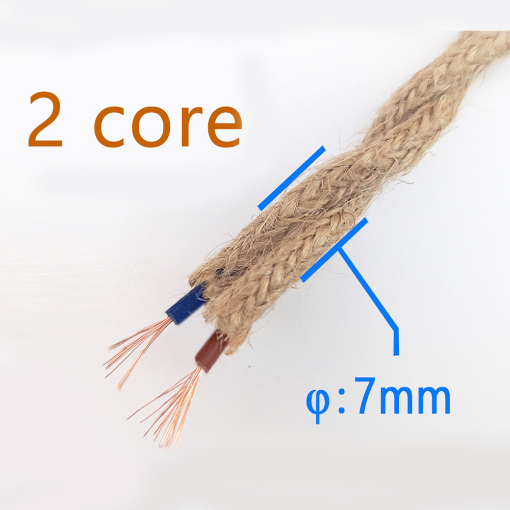 Twisted Cable Hemp Rope Electrical Wire Retro Style Copper Vintage Lamp Cord Woven Textile Wire Pendant Light Cord