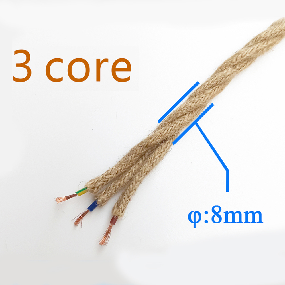 Twisted Cable Hemp Rope Electrical Wire Retro Style Copper Vintage Lamp Cord Woven Textile Wire Pendant Light Cord