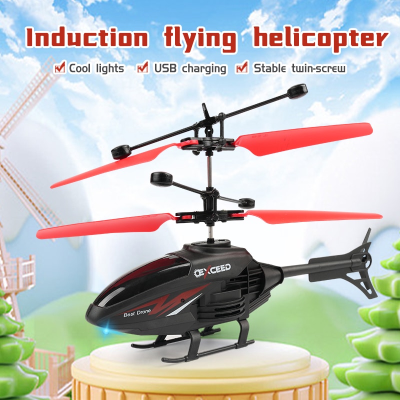 Two Channel Remote Control Suspension Helicopter Drop Resistant Induction Suspension Aircraft With Charging LED Light Two Channel Remote Control Suspension Helicopter Drop Resistant Induction Suspension Aircraft With Charging LED Light