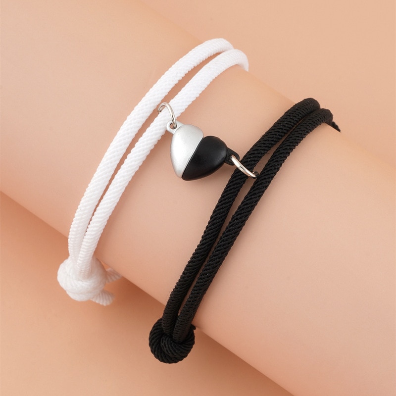 Two Halves Heart Couple Magnetic Bracelets