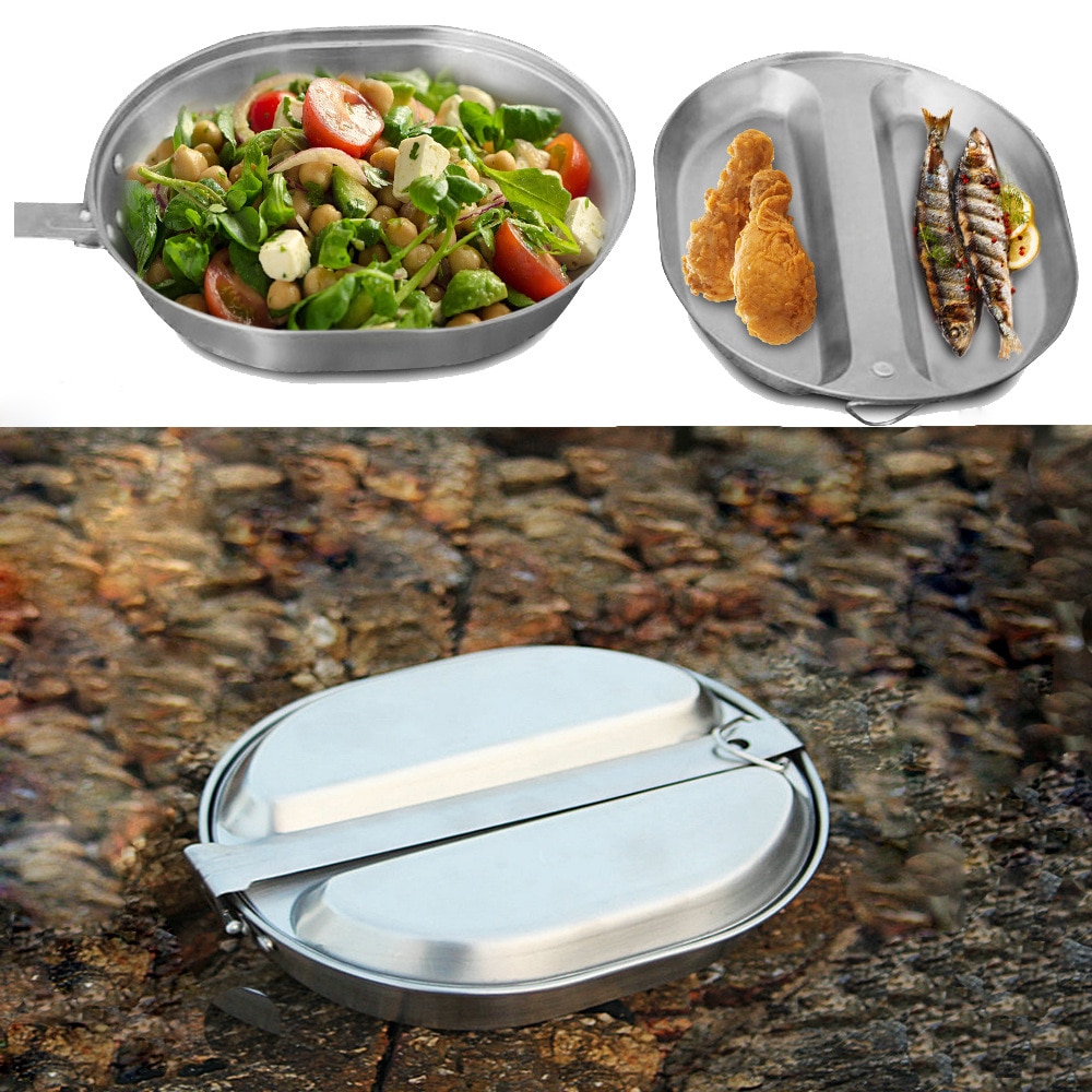 Two-in-One Stainless Camping Mess Kit Two-in-One Stainless Camping Mess Kit