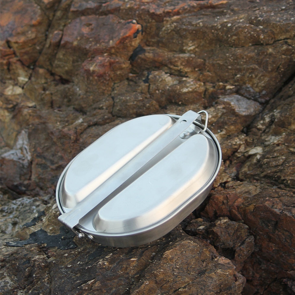 Two-in-One Stainless Camping Mess Kit Two-in-One Stainless Camping Mess Kit
