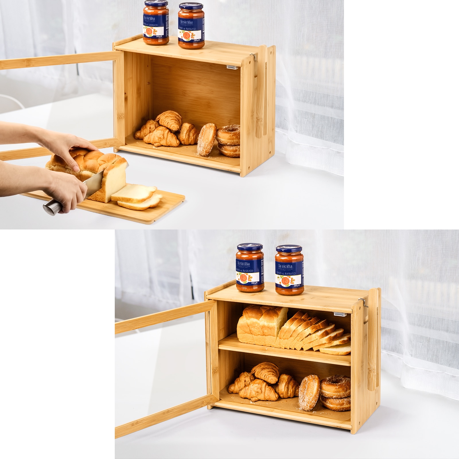 Two Tier Bamboo Bread Box