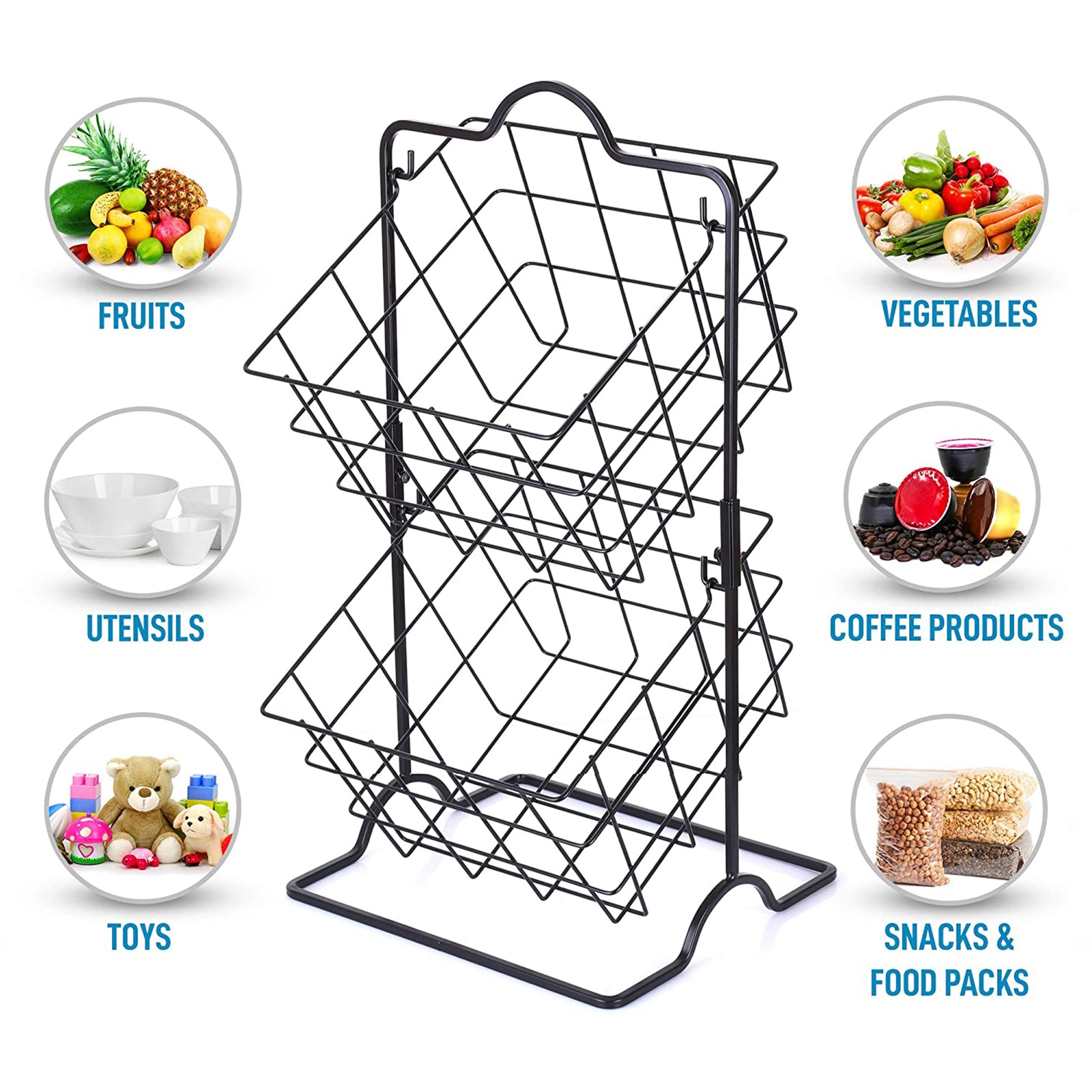 Two-Tier Wire Baskets for Produce Two-Tier Wire Baskets for Produce