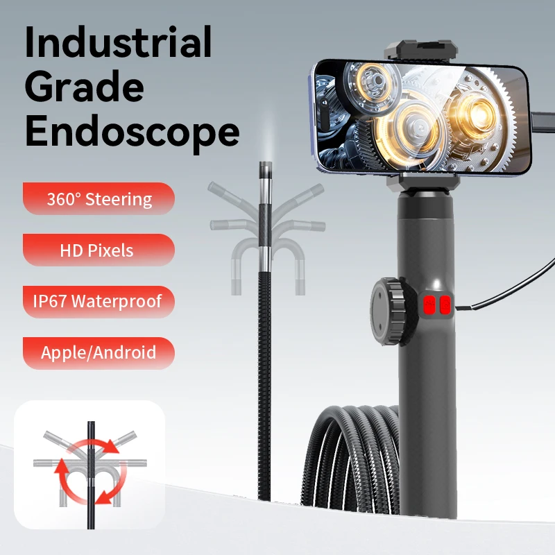 Two-Way 360° Articulating Borescope, 1080P Camera, endoscope with Light, 6mm Waterproof Probe, Endoscope with Two-Way 360° Articulating Borescope, 1080P Camera, endoscope with Light, 6mm Waterproof Probe, Endoscope with