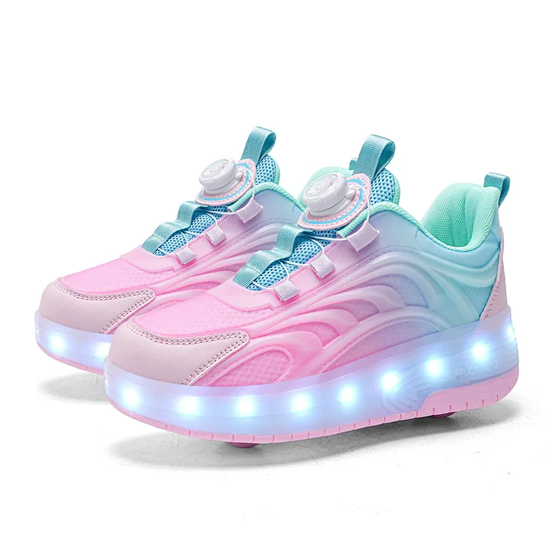 Two Wheels Children's Led Light Roller Skate Shoes For Kids Boys Girls Glowing Sports Luminous Sneakers Skateboard USB