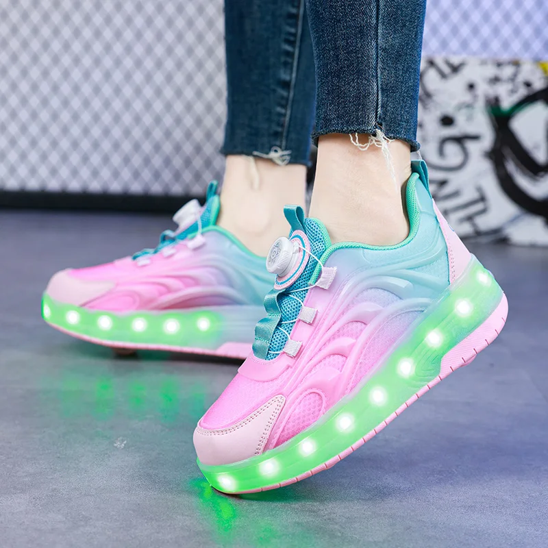 Two Wheels Children's Led Light Roller Skate Shoes For Kids Boys Girls Glowing Sports Luminous Sneakers Skateboard USB Two Wheels Children's Led Light Roller Skate Shoes For Kids Boys Girls Glowing Sports Luminous Sneakers Skateboard USB