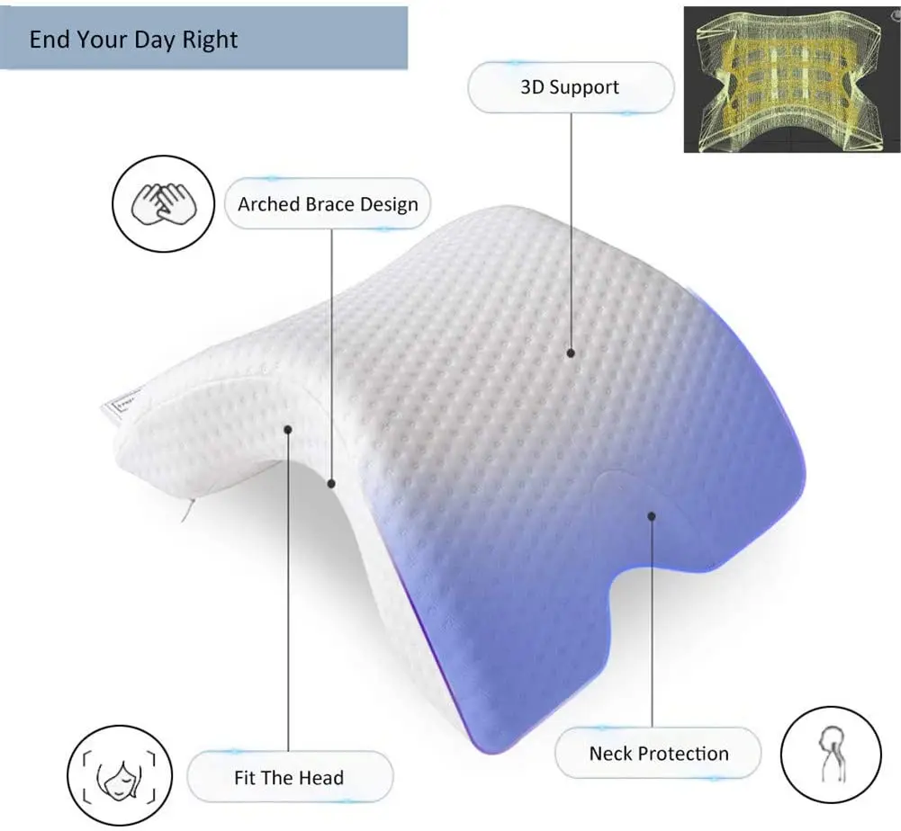 U-Shaped Curved Orthopedic Pillow for Sleep Memeory Foam Hand Pillow Hollow Orthopedic Products Neck Pillow Travel Side U-Shaped Curved Orthopedic Pillow for Sleep Memeory Foam Hand Pillow Hollow Orthopedic Products Neck Pillow Travel Side