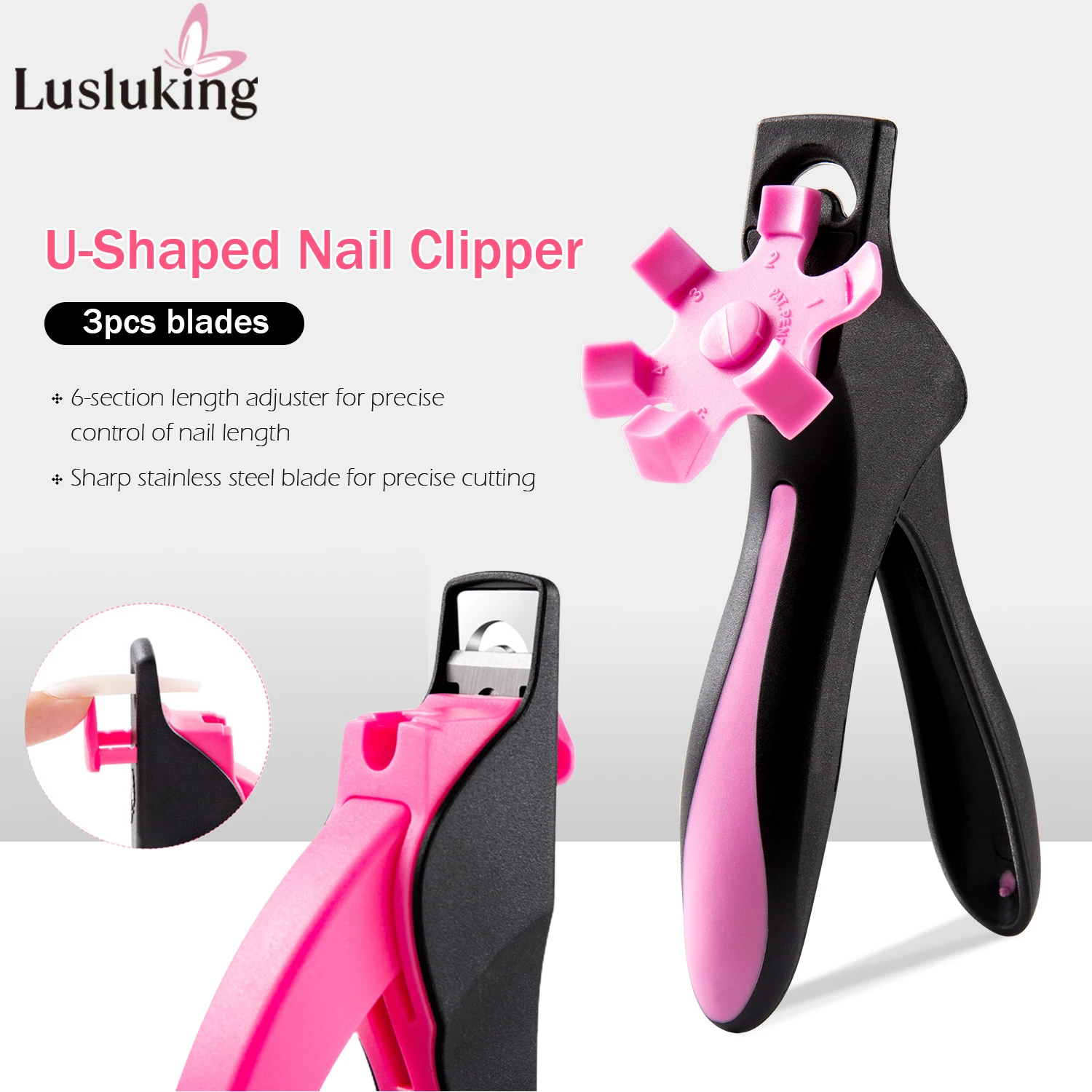 U-shaped French False Nail Scissors Acrylic Nail Clipper Adjustable Nail Tip Cutter Trimmer Manicure with Sizer Precise