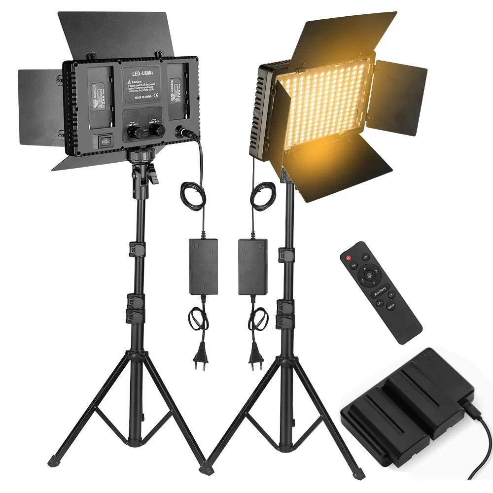 U800+ LED Video Light Photo Studio Lamp Bi-Color 2500K-8500k Dimmable with Tripod Stand Remote for Video Recording Para U800+ LED Video Light Photo Studio Lamp Bi-Color 2500K-8500k Dimmable with Tripod Stand Remote for Video Recording Para