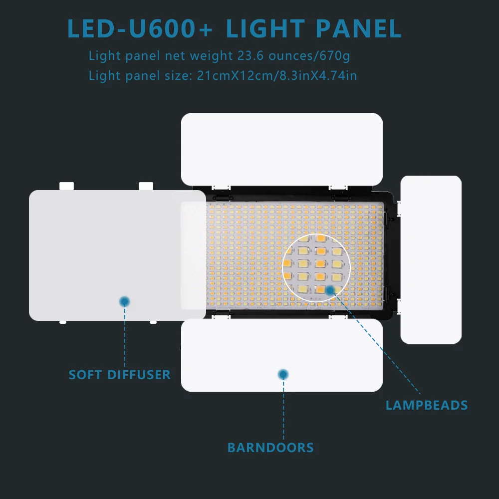 U800+ LED Video Light Photo Studio Lamp Bi-Color 2500K-8500k Dimmable with Tripod Stand Remote for Video Recording Para U800+ LED Video Light Photo Studio Lamp Bi-Color 2500K-8500k Dimmable with Tripod Stand Remote for Video Recording Para