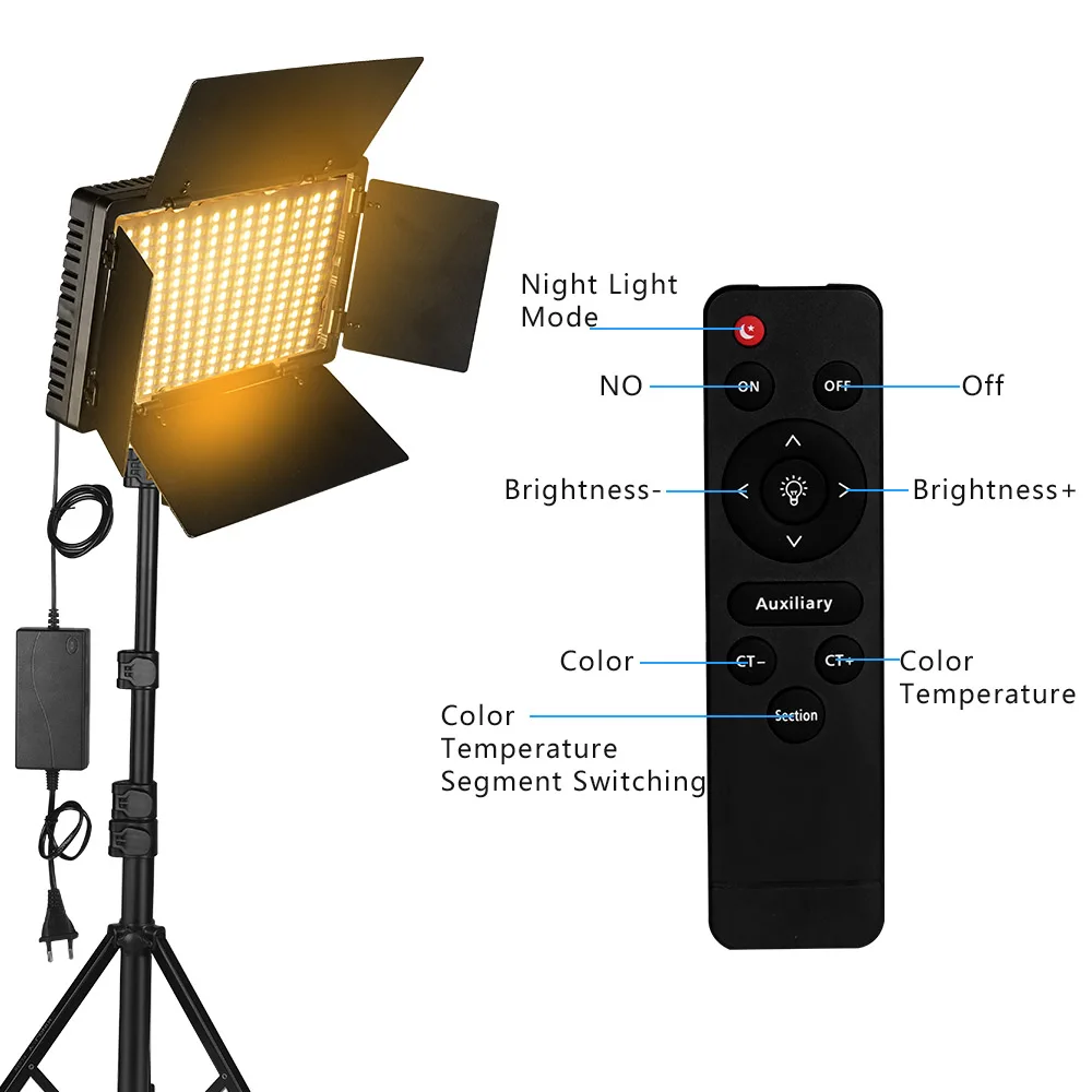 U800+ LED Video Light Photo Studio Lamp Bi-Color 2500K-8500k Dimmable with Tripod Stand Remote for Video Recording Para U800+ LED Video Light Photo Studio Lamp Bi-Color 2500K-8500k Dimmable with Tripod Stand Remote for Video Recording Para