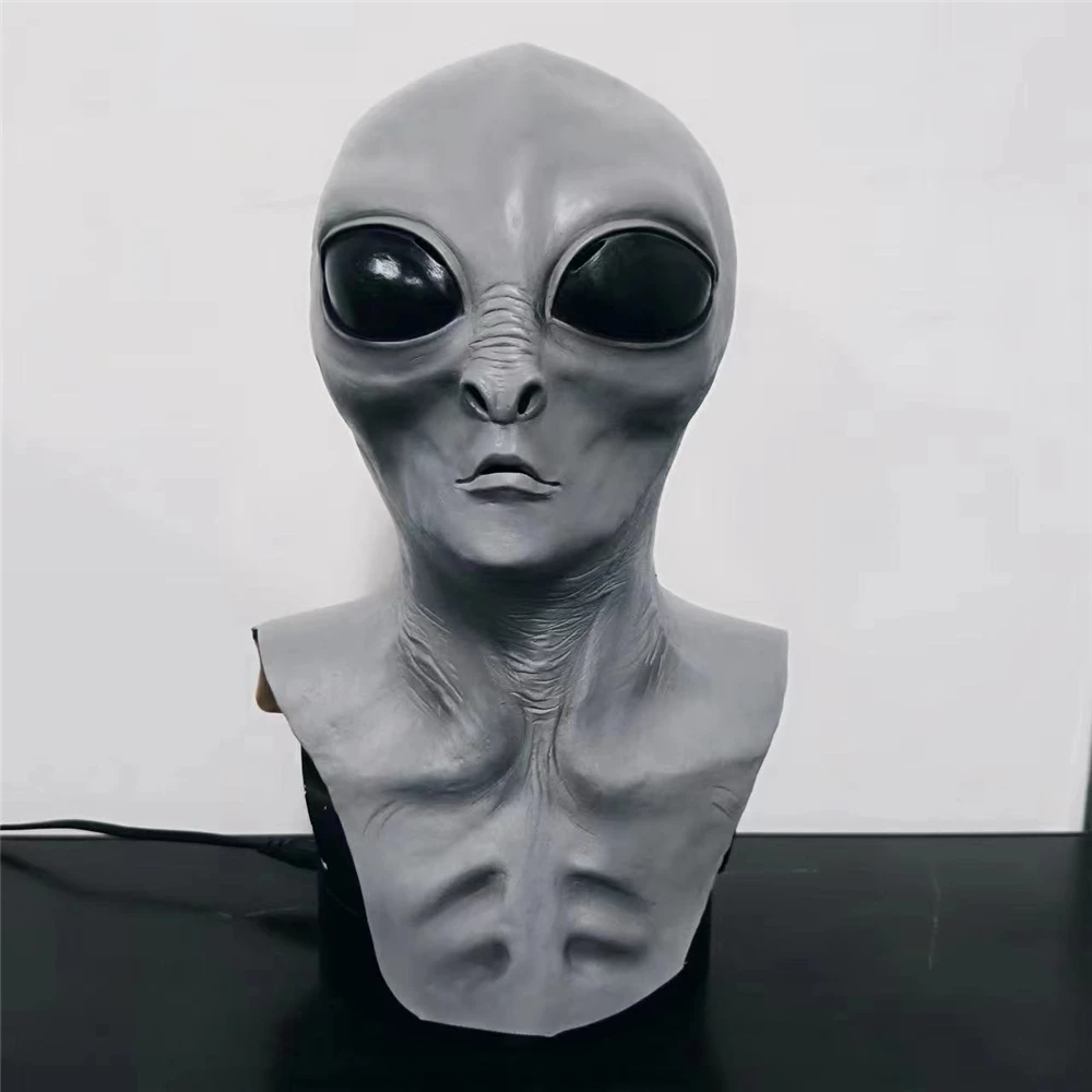 UFO Alien Skull Mask Cosplay Horror Latex Masks Helmet Halloween Masquerade Dress Up Carnival Party Costume Props
