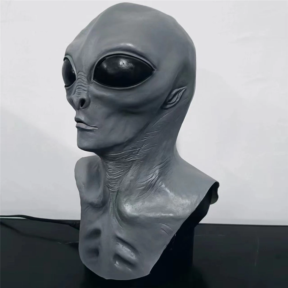 UFO Alien Skull Mask Cosplay Horror Latex Masks Helmet Halloween Masquerade Dress Up Carnival Party Costume Props