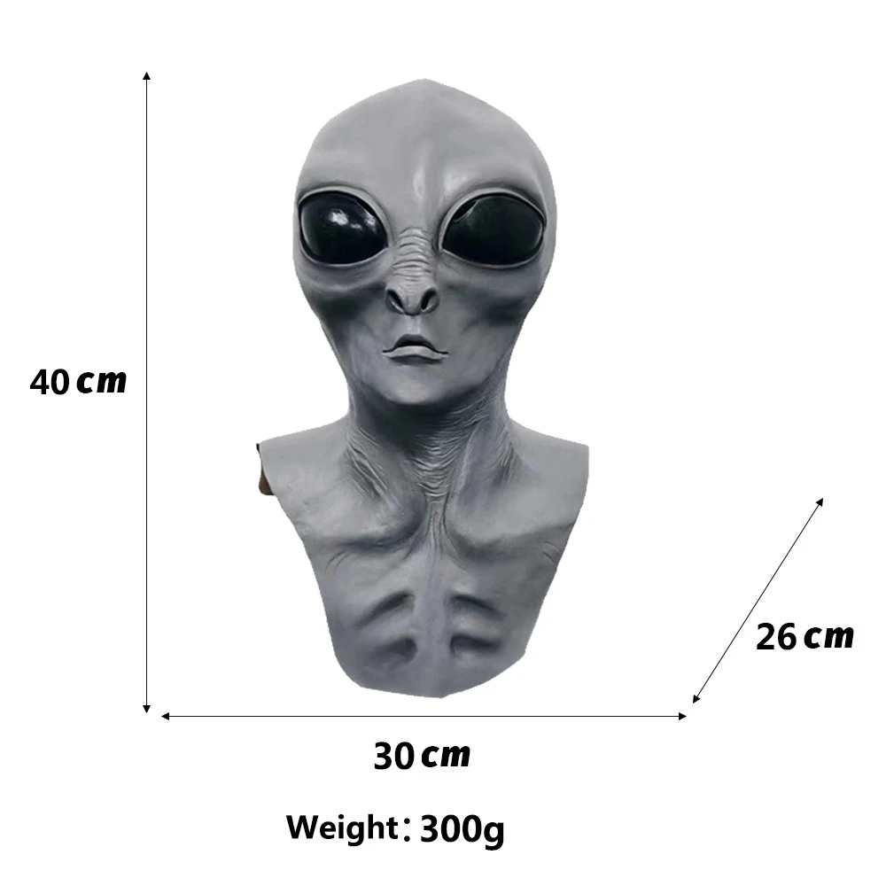 UFO Alien Skull Mask Cosplay Horror Latex Masks Helmet Halloween Masquerade Dress Up Carnival Party Costume Props