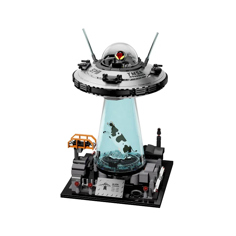 UFO Cow Abduction Spacecraft Building Blocks With Light Motor Set Spaceship Bricks Toys Desktop Ornament Model Boys UFO Cow Abduction Spacecraft Building Blocks With Light Motor Set Spaceship Bricks Toys Desktop Ornament Model Boys
